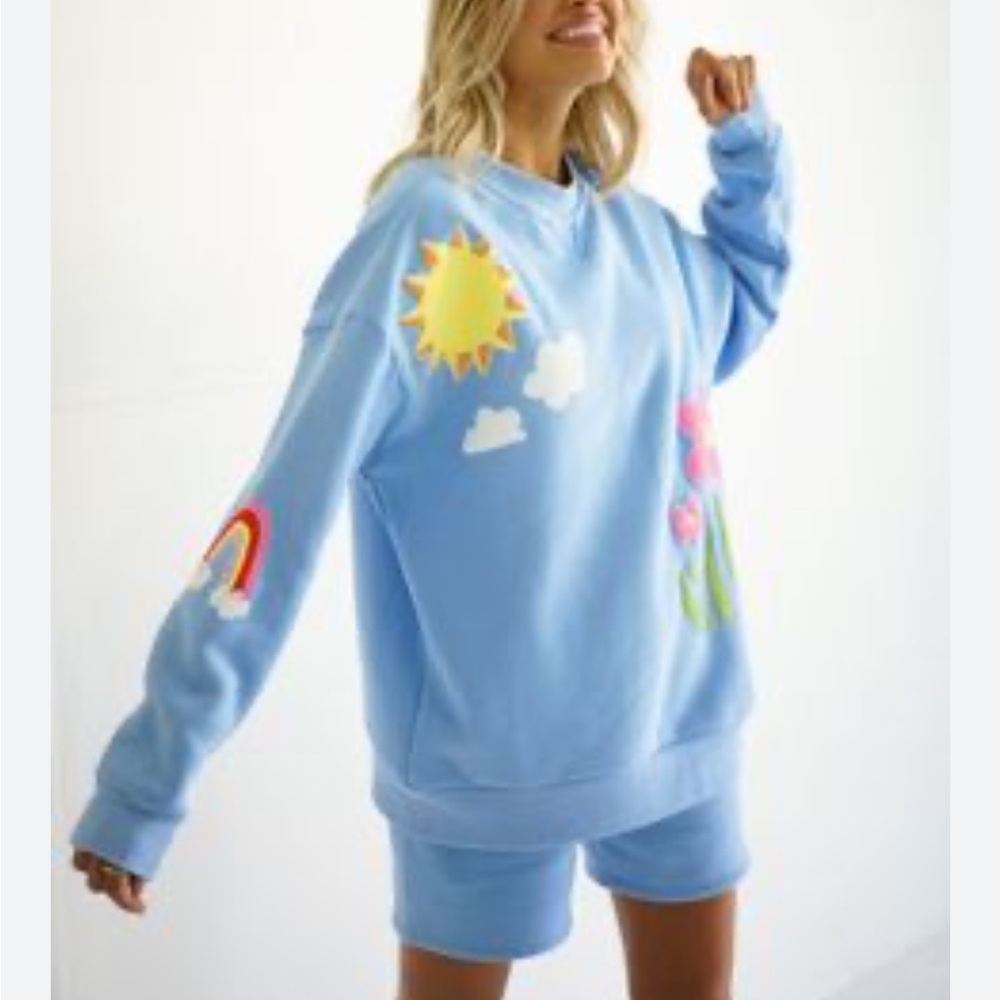Yllow Yellow The Label Sweater Womens Long Sleeve Crewneck Sweatshirt and shorts
